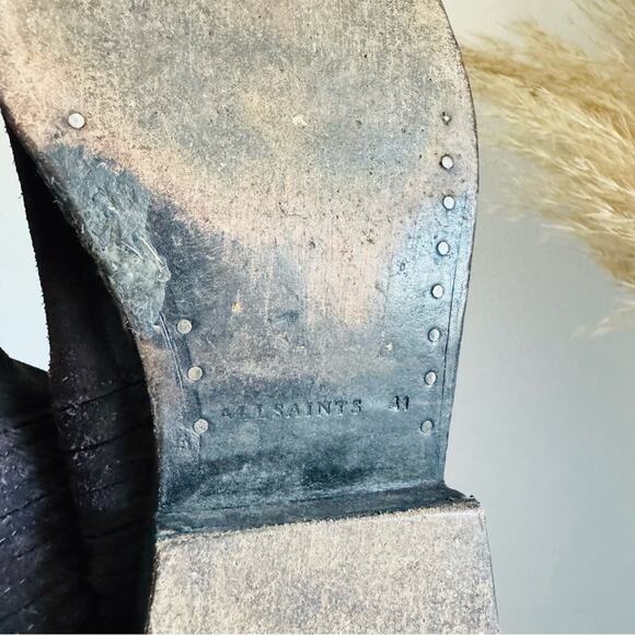 ALLSAINTS Washed Black Suede Leather Chelsea Pull On Ankle Boot Booties 41 8.5 main image 4